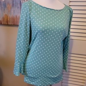 Lauren Ralph Lauren turquoise top with white polka-dots